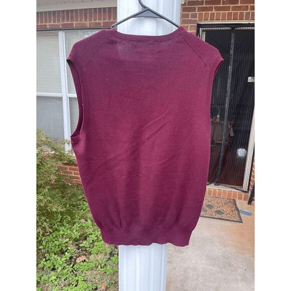 Polo by Ralph Lauren Men's Pullover Sweater M Maroon 100% Pima Cotton Sleeveless - Picture 5 of 7